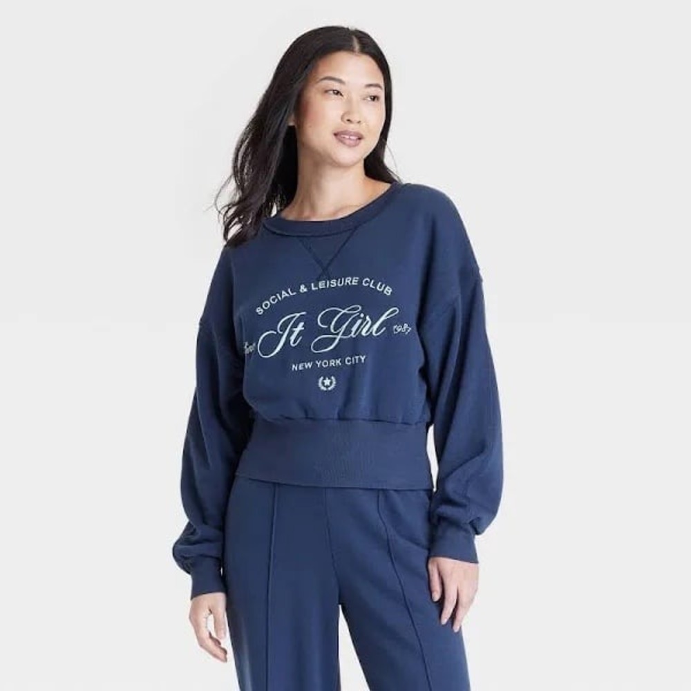 NEW Grayson‎ Threads It Girl Boxy Fit Graphic Embroidered Sweatshirt, XL